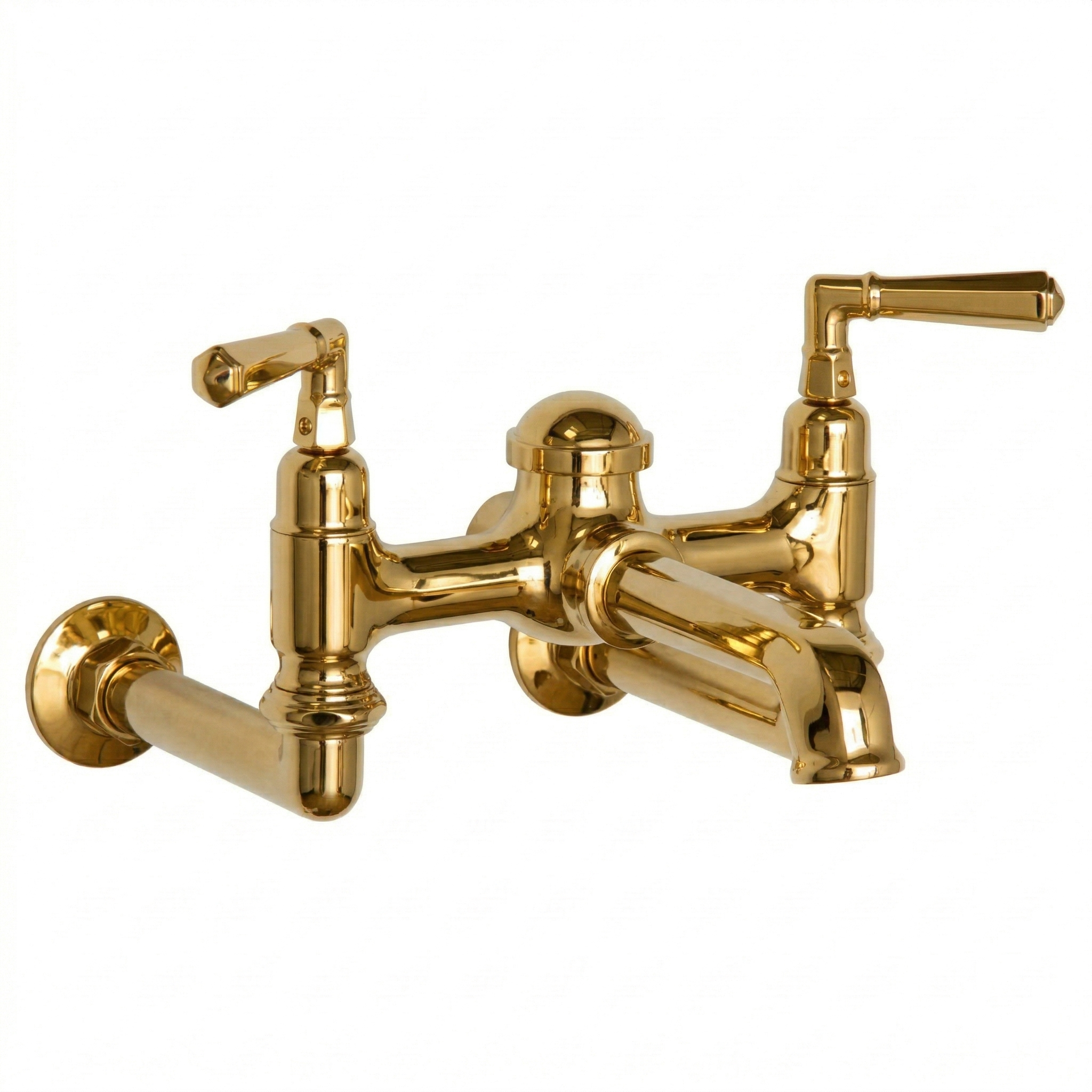 Wall Mount Tub Filler Faucet Lever Handles P1128 | Strom Living Supercoat Brass - Tub Fillers