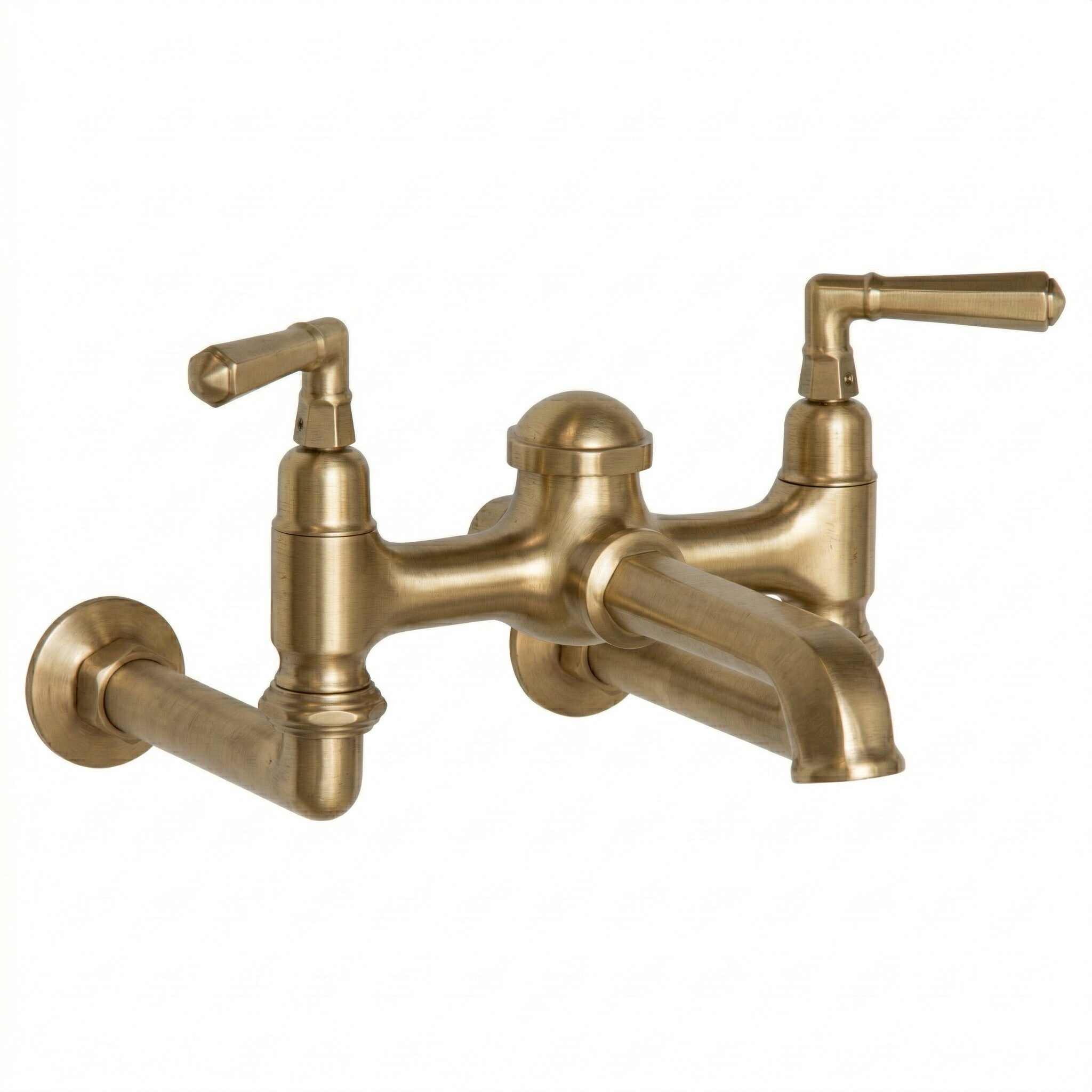 Wall Mount Tub Filler Faucet Lever Handles P1128 | Strom Living Satin Brass - Tub Fillers