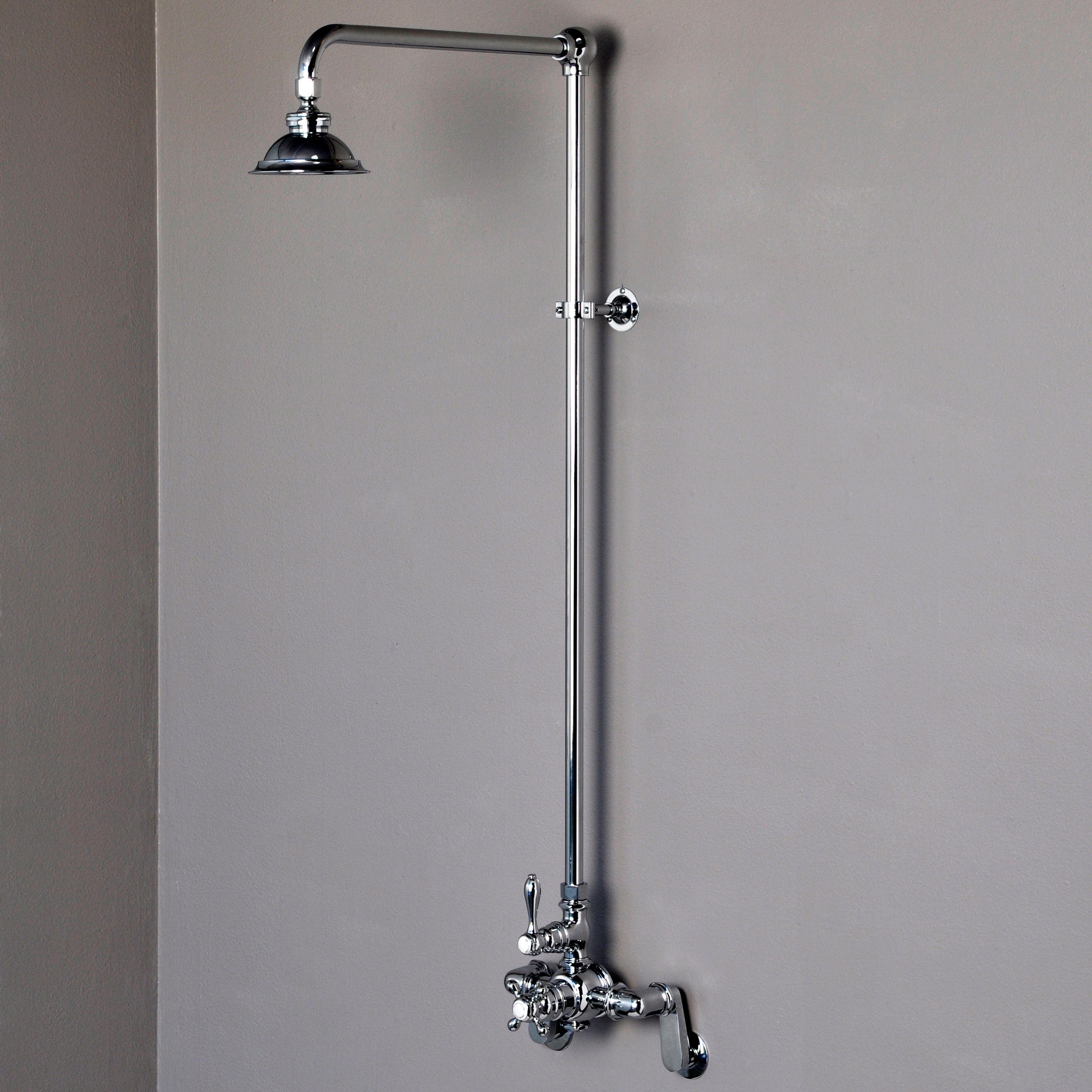 Exposed Thermostatic Shower System Wall Mounted with 1.75GPM Lever/Cross Handles