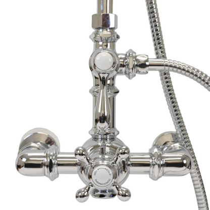 Exposed Thermostatic Shower System Wall Mounted with 1.75GPM Lever/Cross Handles