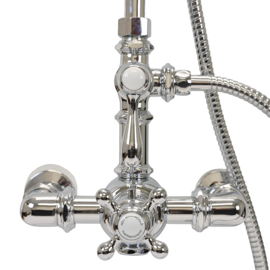 Exposed Thermostatic Shower System Wall Mounted with 1.75GPM Lever/Cross Handles