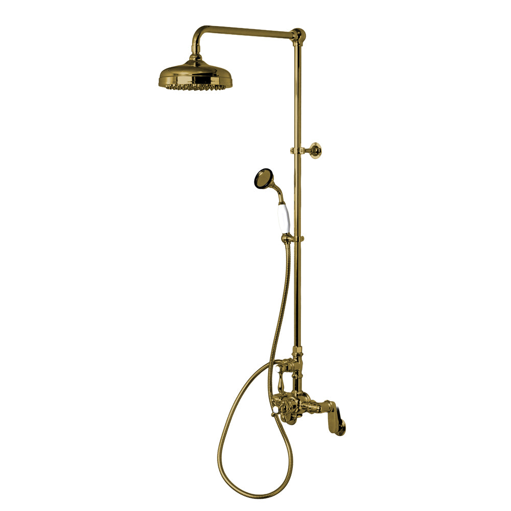 Exposed Thermostatic Shower System Wall Mounted with 1.75GPM Lever/Cross Handles
