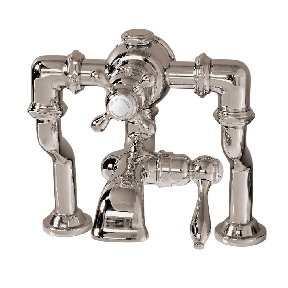 Offset Thermostatic Deck Mount Tub Faucet P1132 | Strom Living Polished Nickel - Tub Fillers