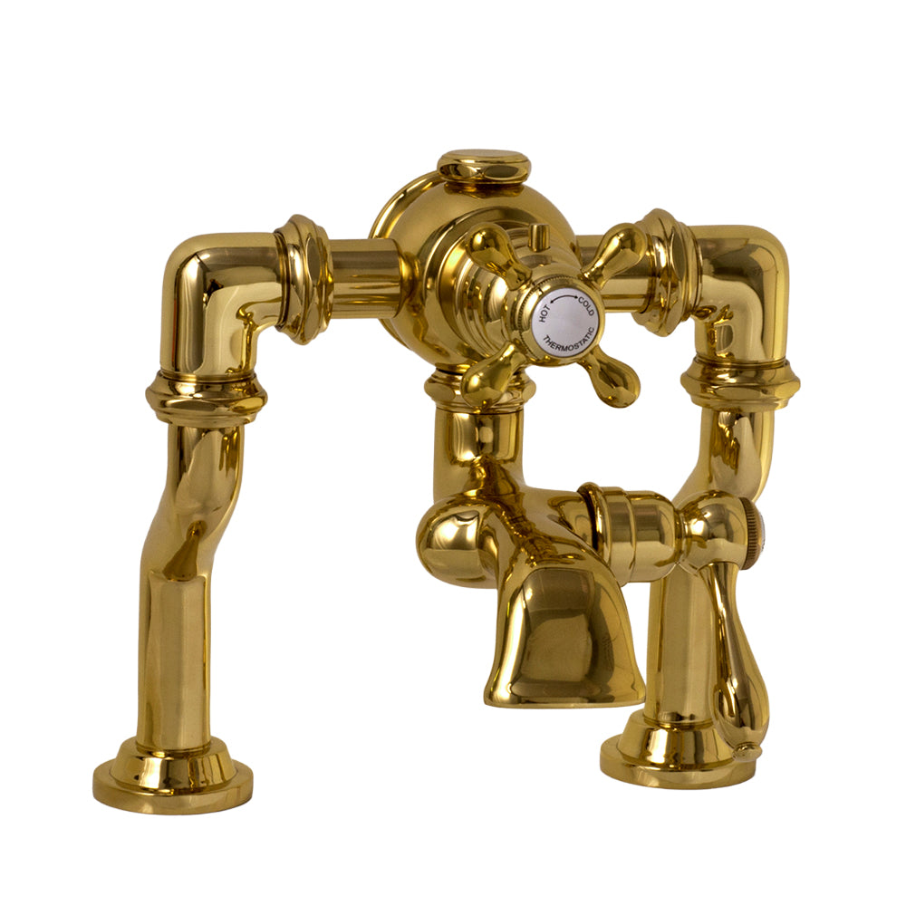 Offset Thermostatic Deck Mount Tub Faucet P1132 | Strom Living Polished Brass - Tub Fillers