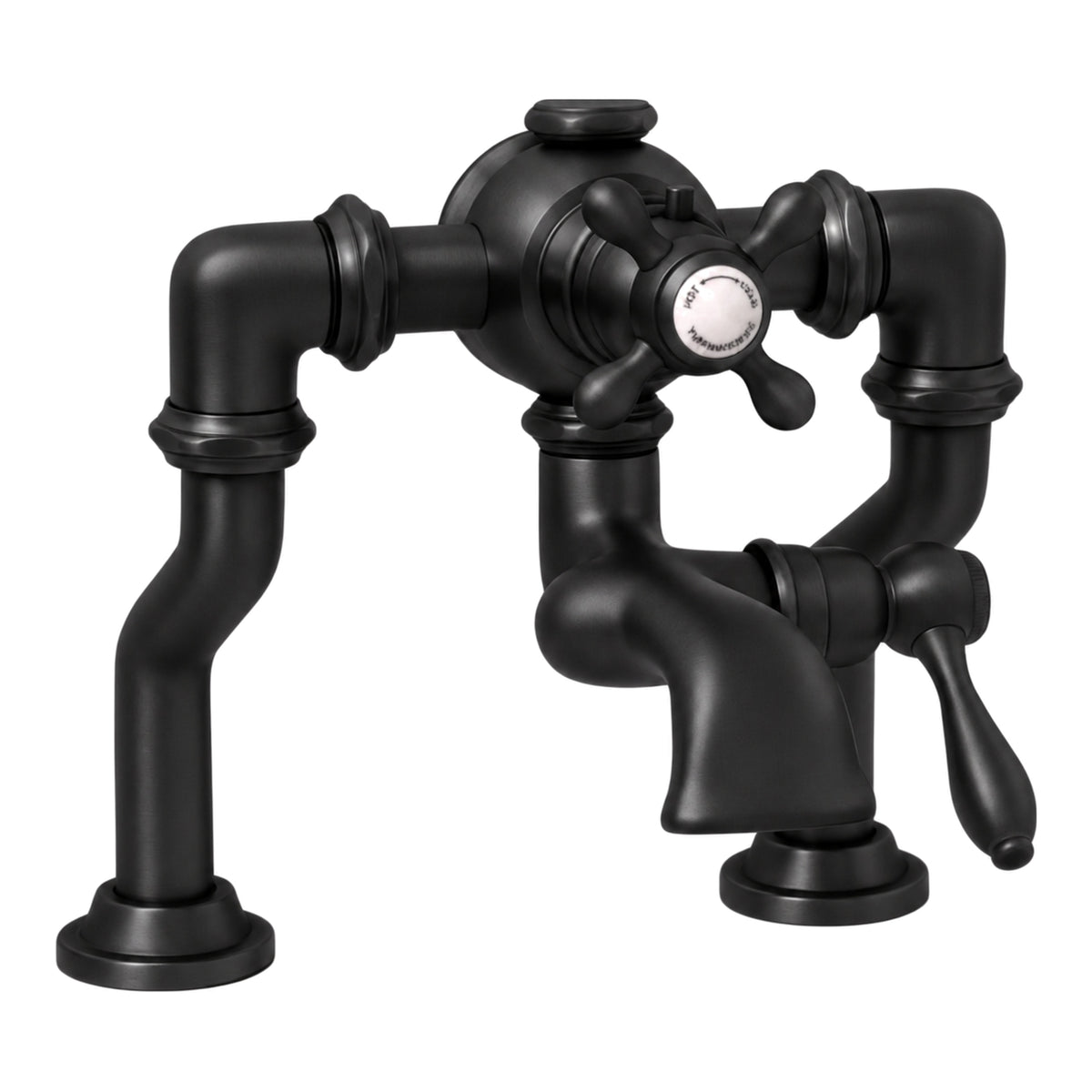 Offset Thermostatic Deck Mount Tub Faucet P1132 in Oil Rubbed Bronze / Satin Black