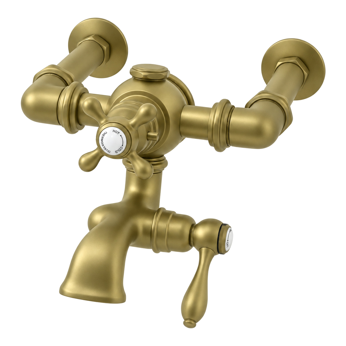 Thermostatic Wall Mount Tub Filler Faucet P1133 in Raw Brass