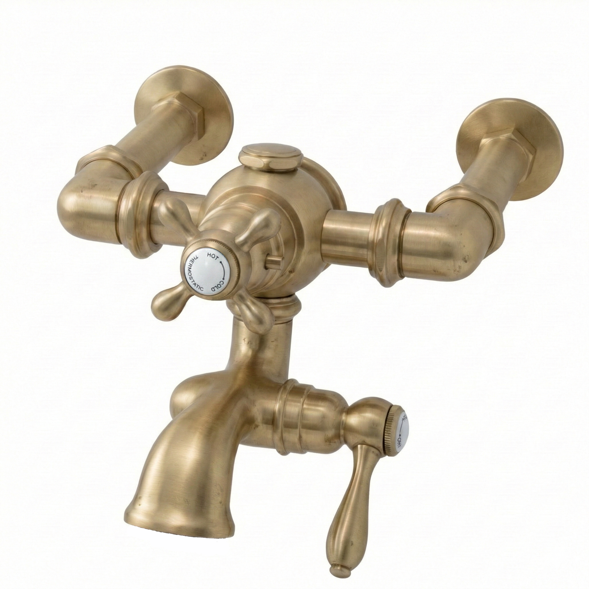 Thermostatic Wall Mount Tub Filler Faucet P1133 | Strom Living Satin Brass - Tub Fillers
