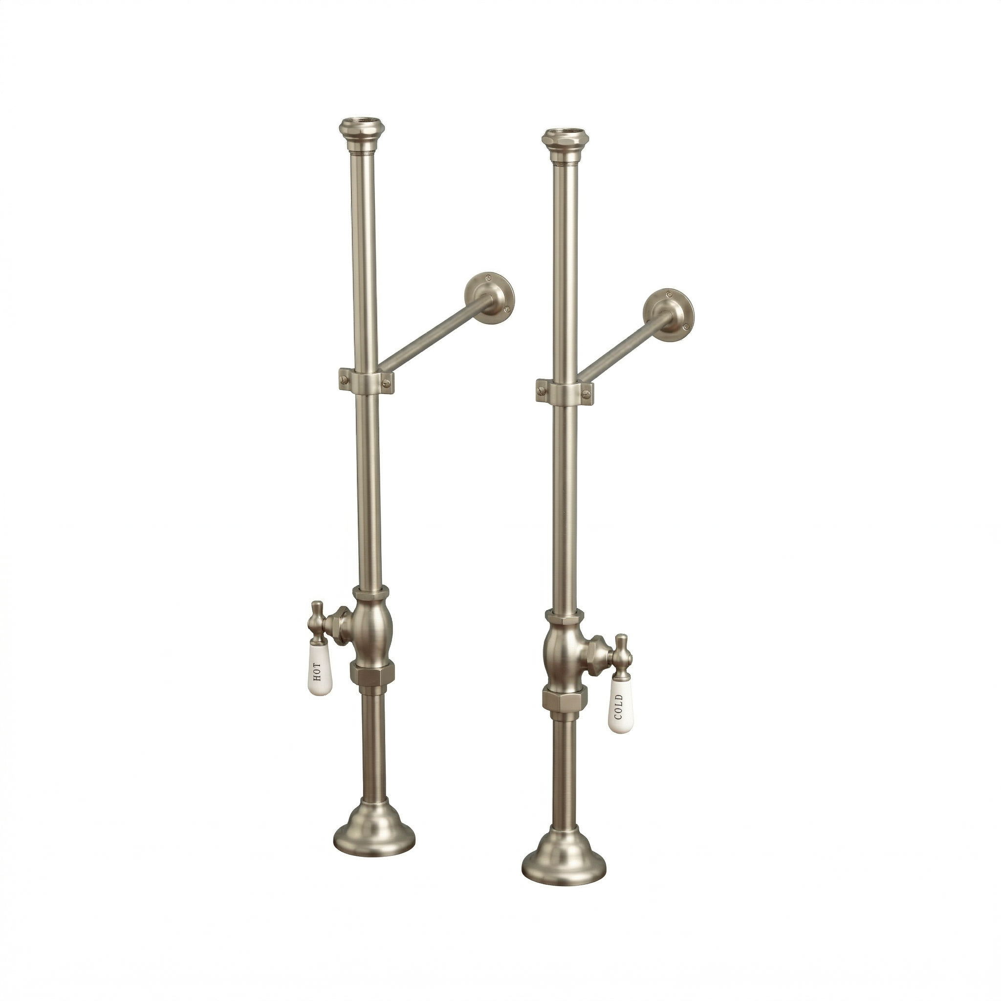 Strom Living Free Standing Supply Set with Shutoffs Matte Nickel - Bathtub Components