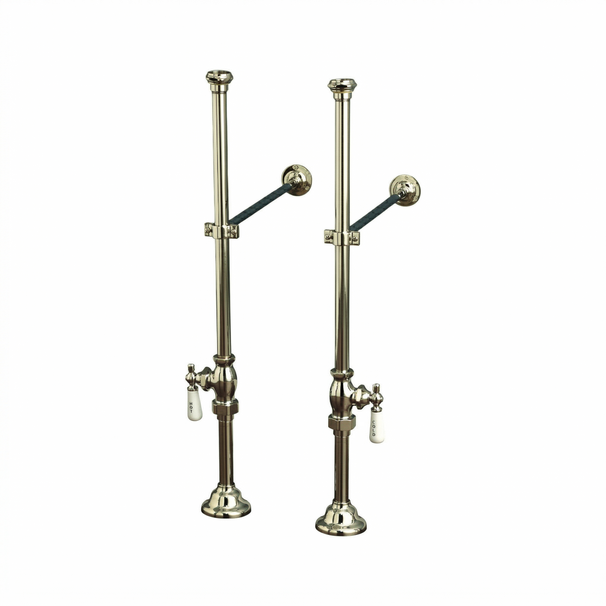 Strom Living Free Standing Supply Set with Shutoffs Polished Nickel - Bathtub Components