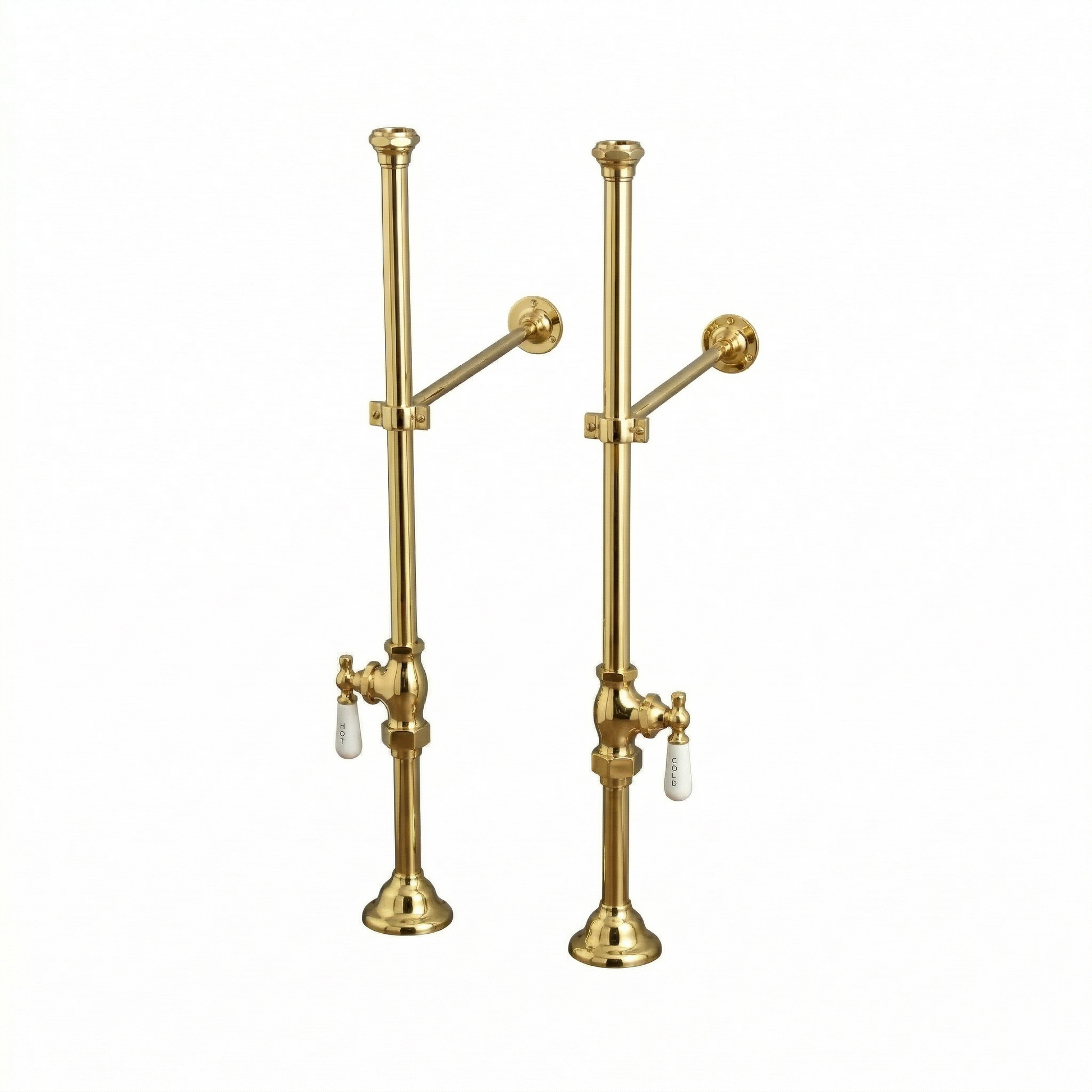 Strom Living Free Standing Supply Set with Shutoffs Polished Brass - Bathtub Components