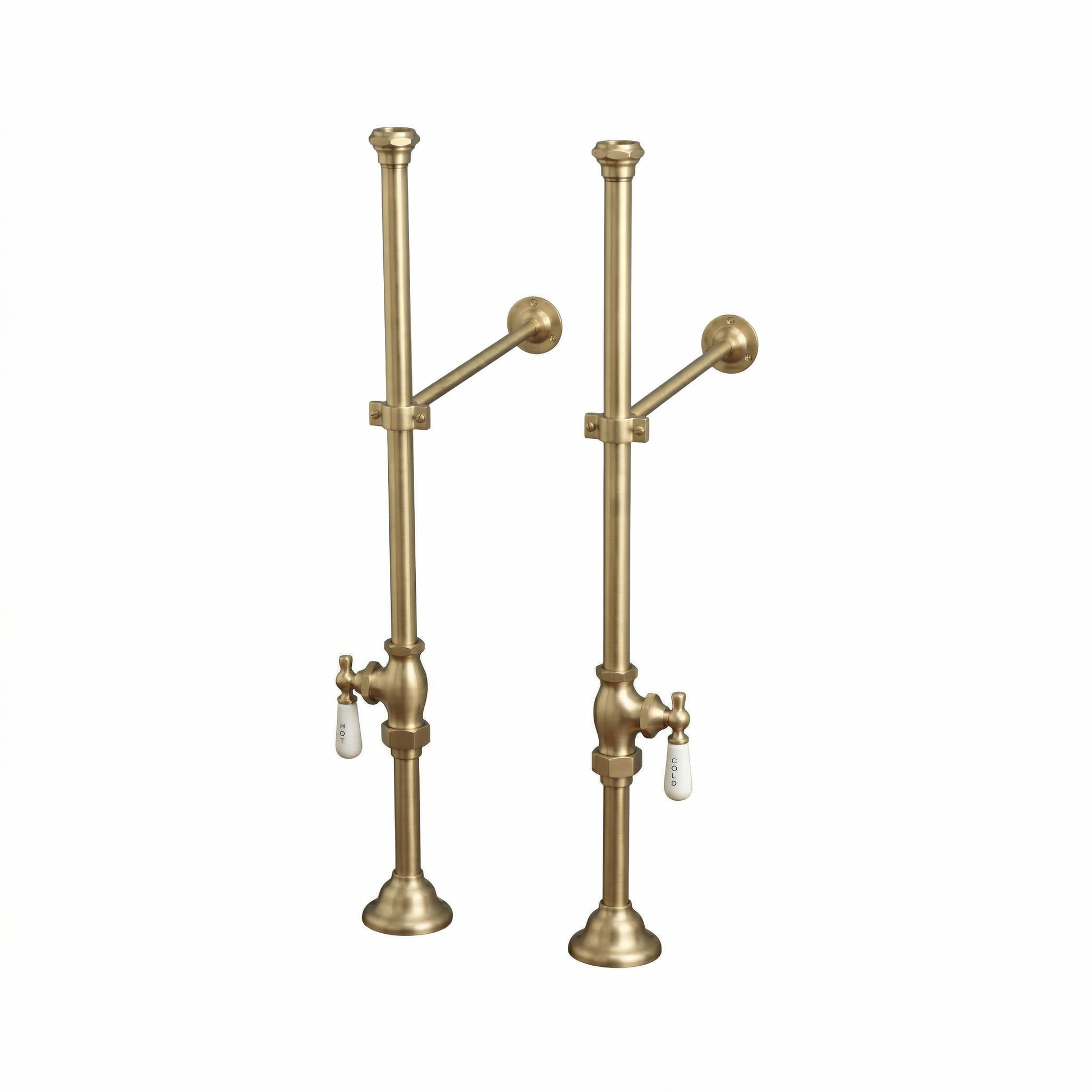 Strom Living Free Standing Supply Set with Shutoffs Raw Brass - Bathtub Components