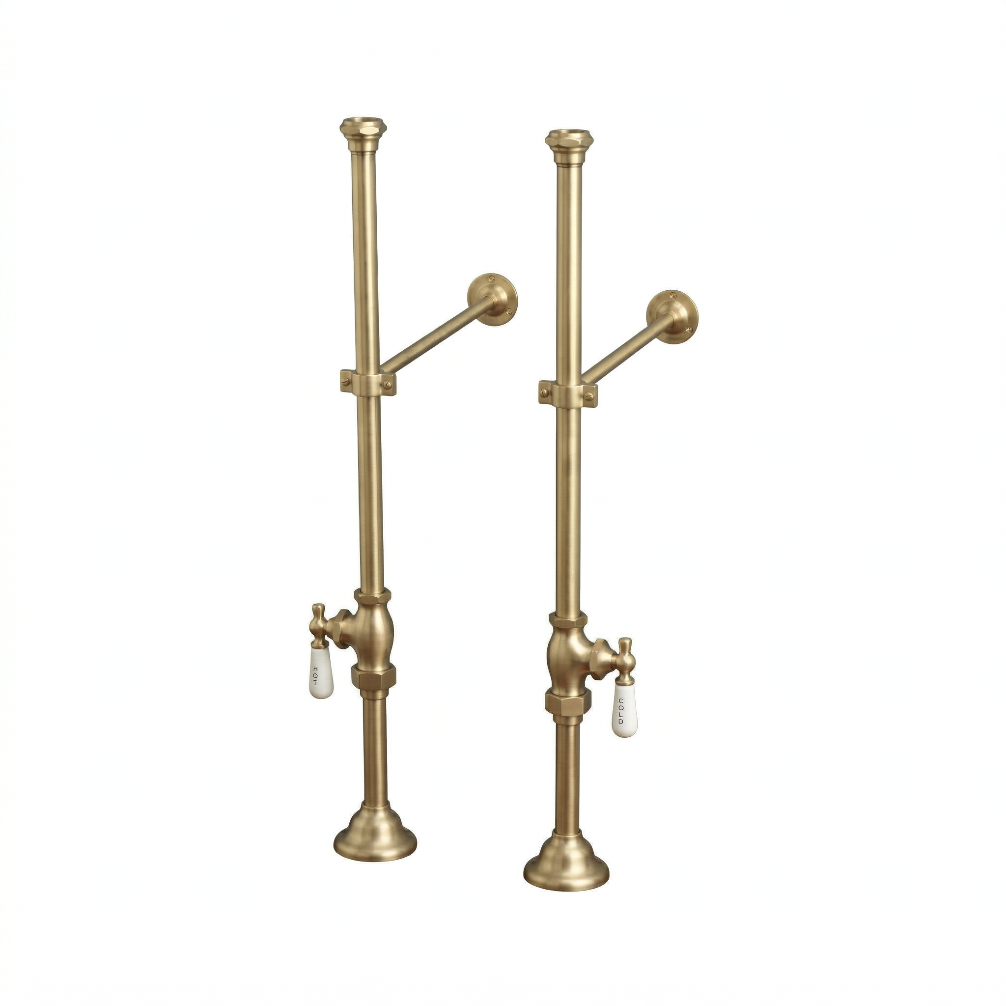 Strom Living Free Standing Supply Set with Shutoffs Raw Brass - Bathtub Components