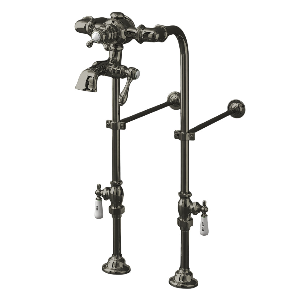 Floor Mount Thermostatic Tub Filler w/ Handshower P1138 | Strom Living Matte Nickel - Tub Fillers