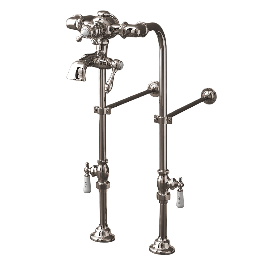 Floor Mount Thermostatic Tub Filler w/ Handshower P1138 | Strom Living Polished Nickel - Tub Fillers