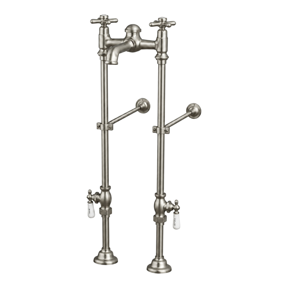 Freestanding Tub Filler 29" with 7" Spout Extension and Rim Supply Set Kit P1146 in Matte Nickel