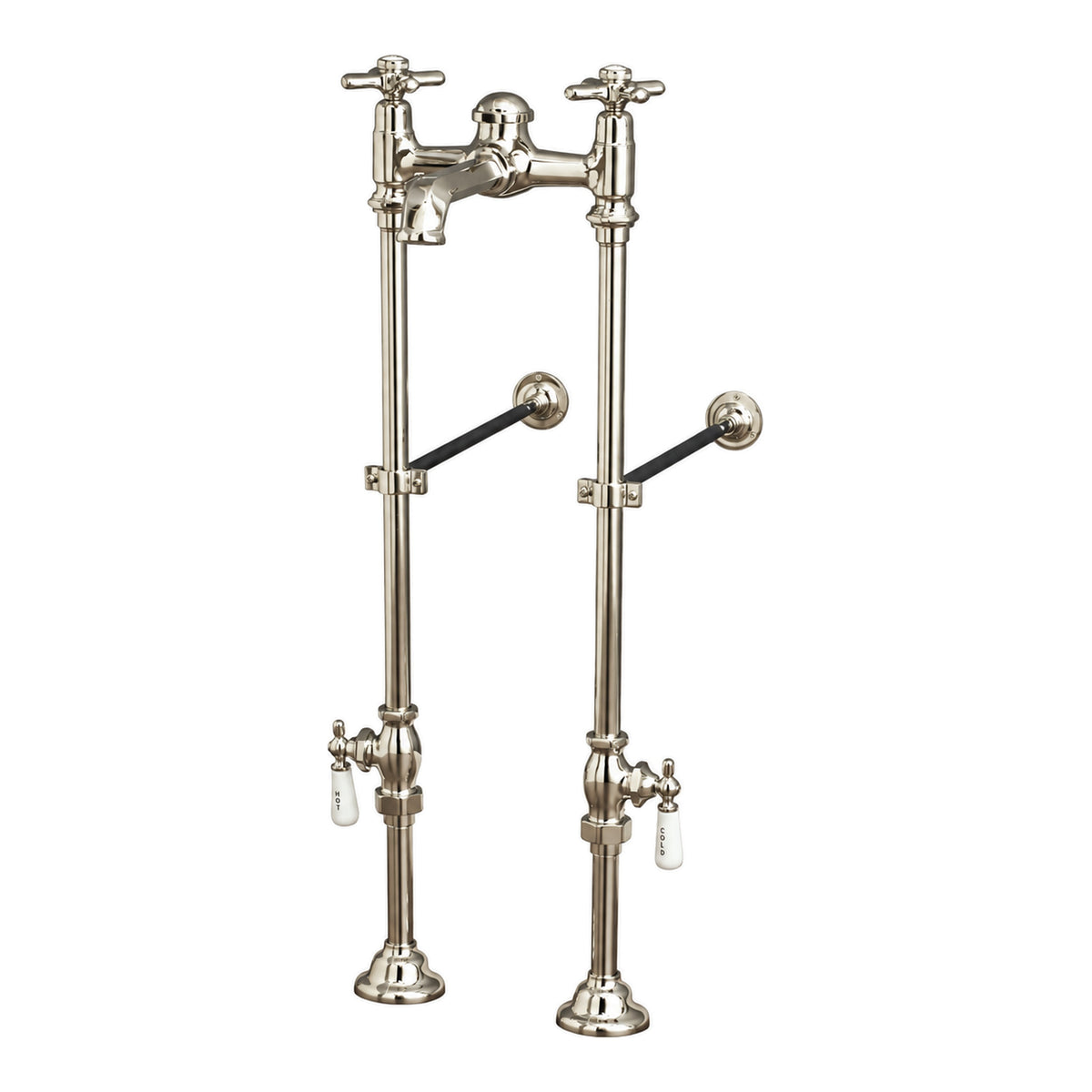 Freestanding Tub Filler 29" with 7" Spout Extension and Rim Supply Set Kit P1146 in Polished Nickel