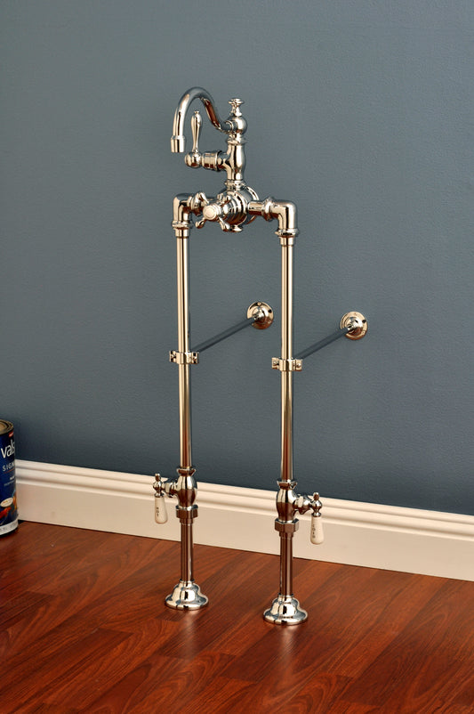 Strom Living Thermo Freestanding Tub Filler with Center, Handshower and Cross Handles