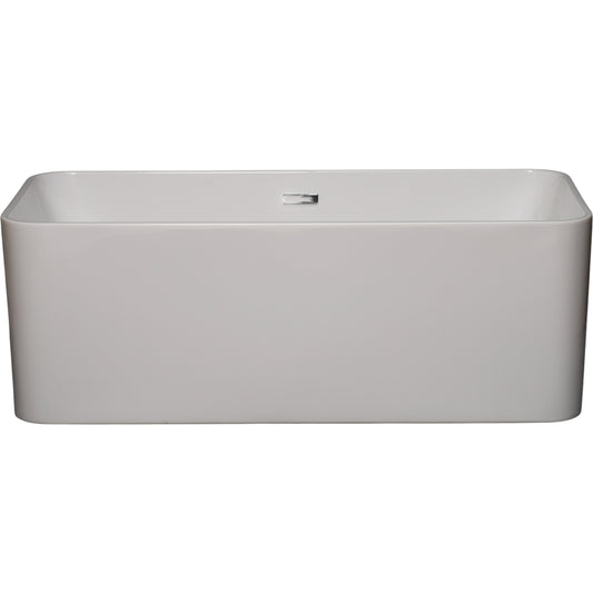Strom Living St. Claire 60" Freestanding Rounded Rectangular Acrylic Tub without Faucet Holes and with Integrated Drain