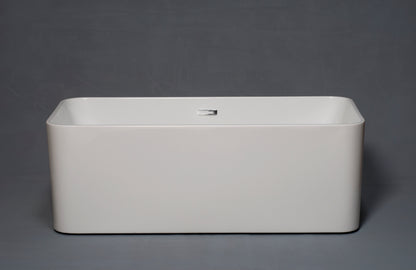 Strom Living St. Claire 60" Freestanding Rounded Rectangular Acrylic Tub without Faucet Holes and with Integrated Drain