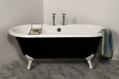 Strom Living Black and White 66" Double Ended Clawfoot Acrylic Tub with 7" Deck Mount Faucet Holes