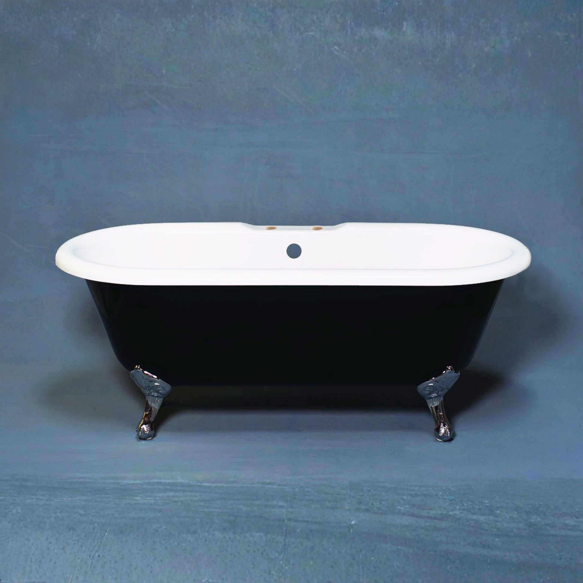 The Black and White 66" Double Ended Clawfoot Acrylic Tub with 7" Deck Mount Faucet Holes P1157 | Strom Living - Bathtubs