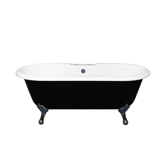Strom Living Black and White 66" Double Ended Clawfoot Acrylic Tub with 7" Deck Mount Faucet Holes
