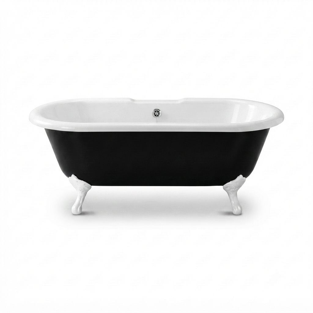 The Black and White 66" Double Ended Clawfoot Acrylic Tub with 7" Deck Mount Faucet Holes P1157 | Strom Living White - Bathtubs