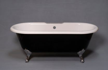 Strom Living Black and White 66" Double Ended Clawfoot Acrylic Tub with 7" Deck Mount Faucet Holes