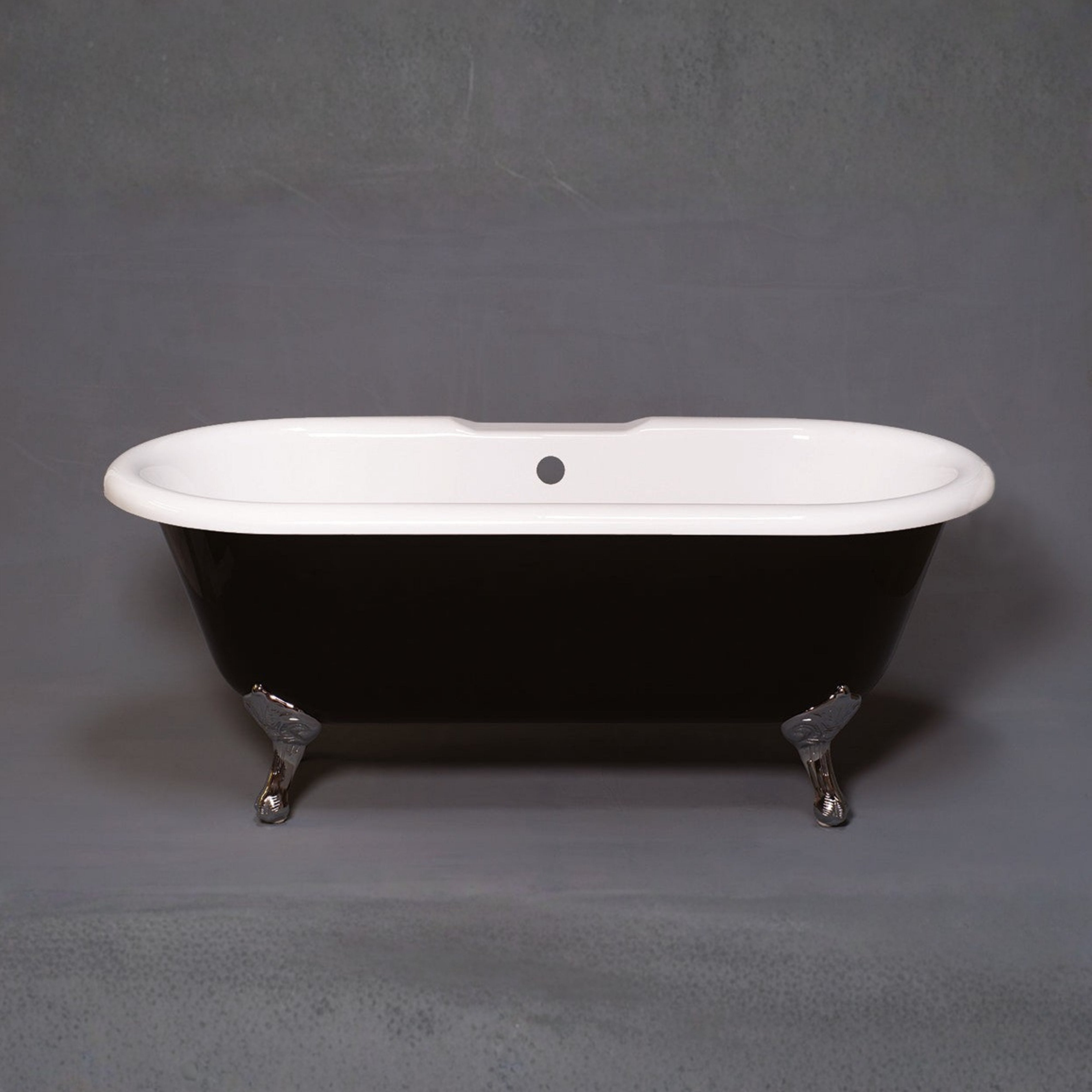 The Arcadia Black and White 66" Double Ended Clawfoot Acrylic Tub without Faucet Holes P1158 | Strom Living - Bathtubs