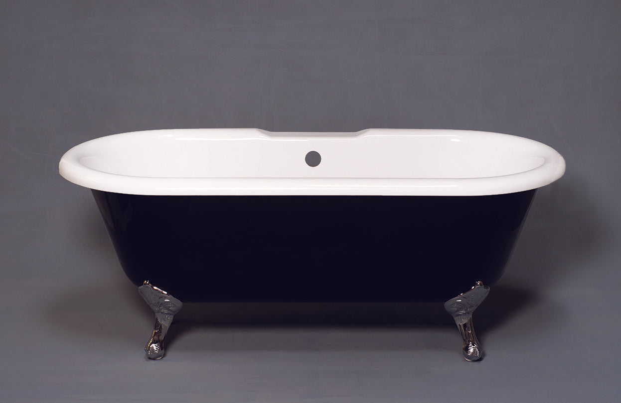 The Arcadia Black and White 66" Double Ended Clawfoot Acrylic Tub without Faucet Holes P1158 | Strom Living