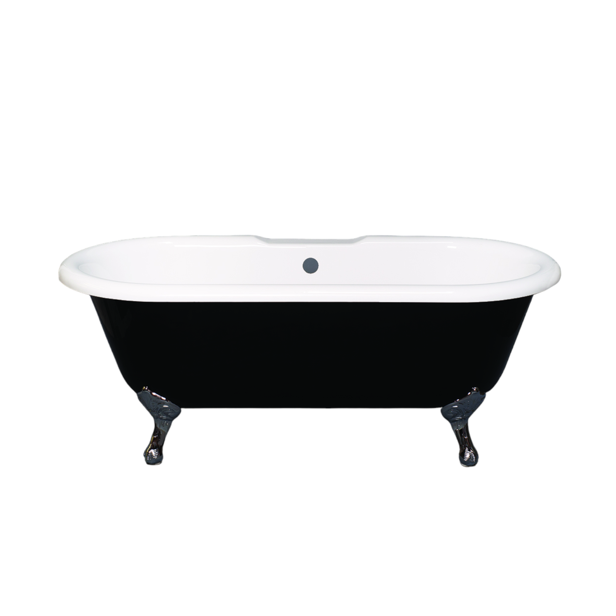 The Arcadia Black and White 66" Double Ended Clawfoot Acrylic Tub without Faucet Holes P1158 | Strom Living