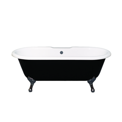 Strom Living Arcadia Black and White 66" Double Ended Clawfoot Acrylic Tub without Faucet Holes