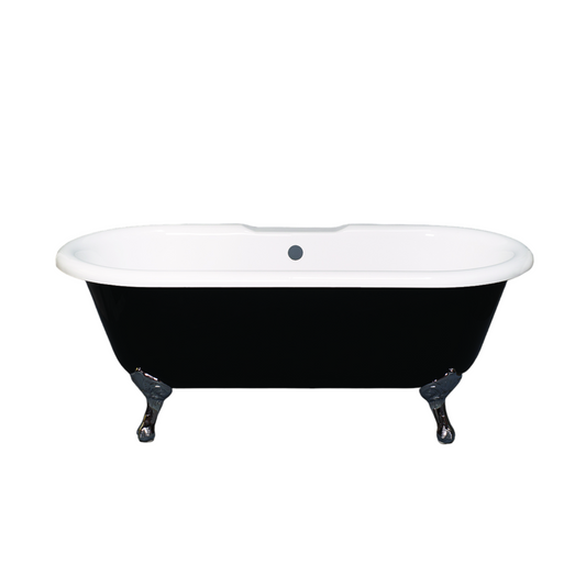 Strom Living Arcadia Black and White 66" Double Ended Clawfoot Acrylic Tub without Faucet Holes