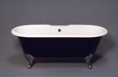 Strom Living Arcadia Black and White 66" Double Ended Clawfoot Acrylic Tub without Faucet Holes