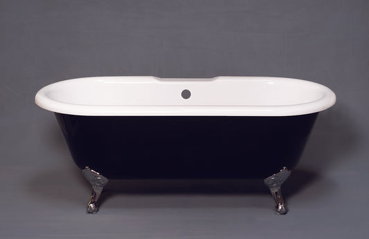 Strom Living Arcadia Black and White 66" Double Ended Clawfoot Acrylic Tub without Faucet Holes