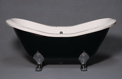 Strom Living Summit Black and White 6' Double Slipper Clawfoot Acrylic Tub with 7" Deck Mount Faucet Holes