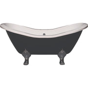 The Summit Black and White 6' Double Slipper Clawfoot Acrylic Tub with 7" Deck Mount Faucet Holes P1159 | Strom Living