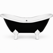 The Summit Black and White 6' Double Slipper Clawfoot Acrylic Tub with 7" Deck Mount Faucet Holes P1159 | Strom Living White - Bathtubs