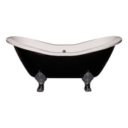 The Summit Black and White 6' Double Slipper Clawfoot Acrylic Tub without Faucet Holes P1160 | Strom Living
