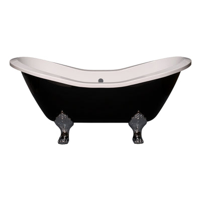 The Summit Black and White 6' Double Slipper Clawfoot Acrylic Tub without Faucet Holes P1160 | Strom Living