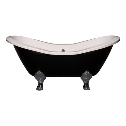 Strom Living Summit Black and White 6' Double Slipper Clawfoot Acrylic Tub without Faucet Holes