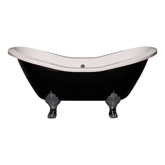 Strom Living Summit Black and White 6' Double Slipper Clawfoot Acrylic Tub without Faucet Holes