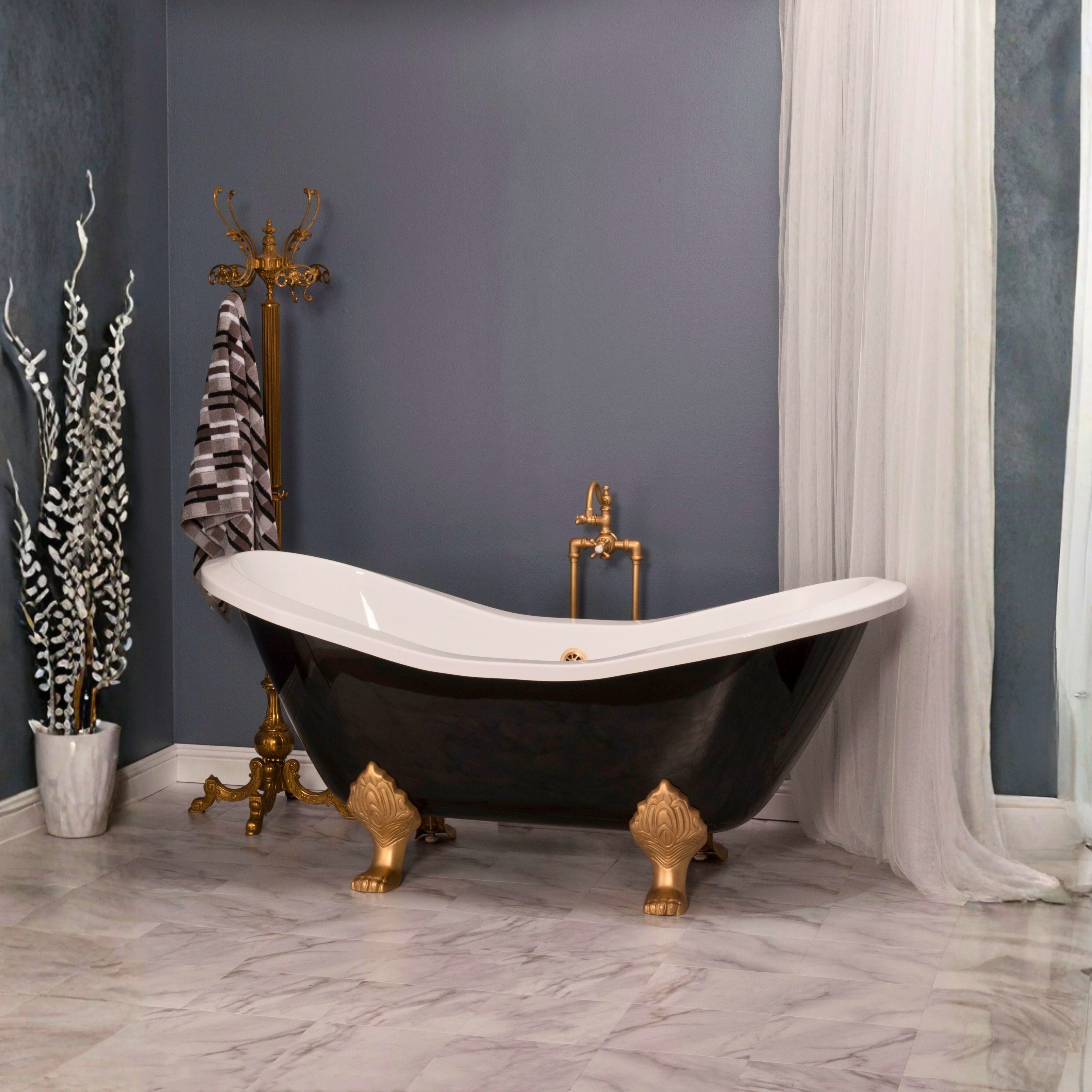 Summit Black & White 6' Slipper Clawfoot Tub P1160 | Strom Living - Bathtubs