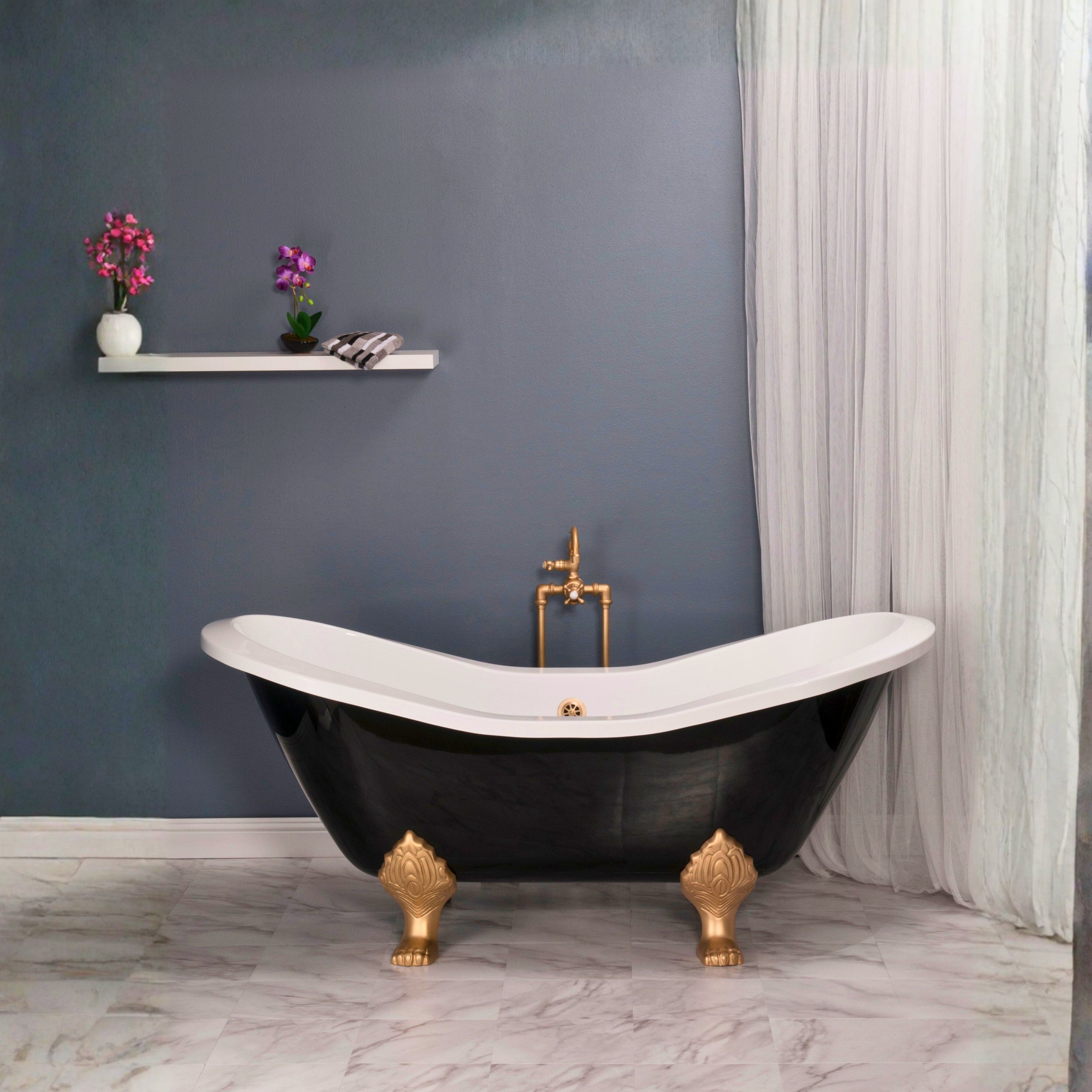 Summit Black & White 6' Slipper Clawfoot Tub P1160 | Strom Living - Bathtubs