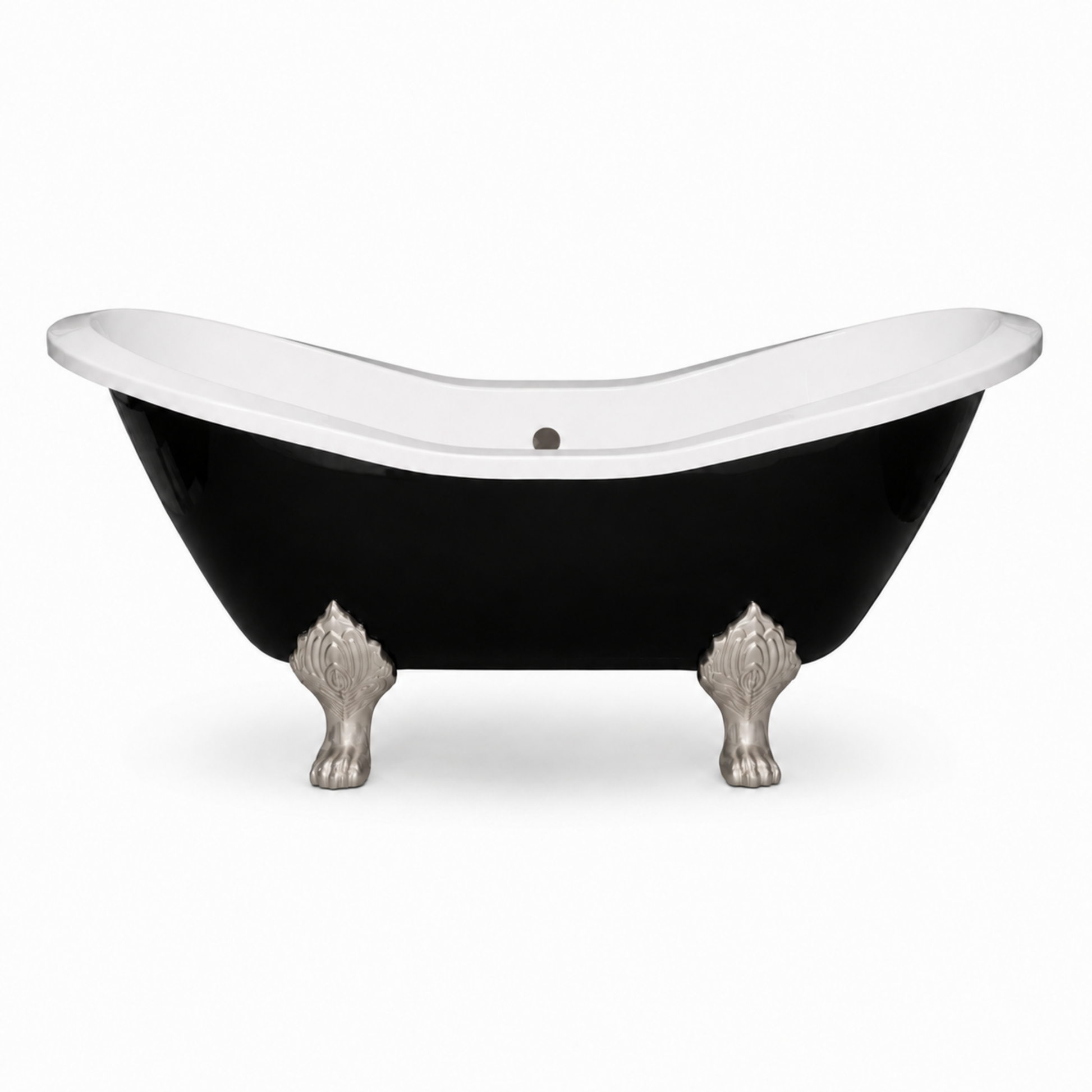 Summit Black & White 6' Slipper Clawfoot Tub P1160 | Strom Living Matte Nickel - Bathtubs