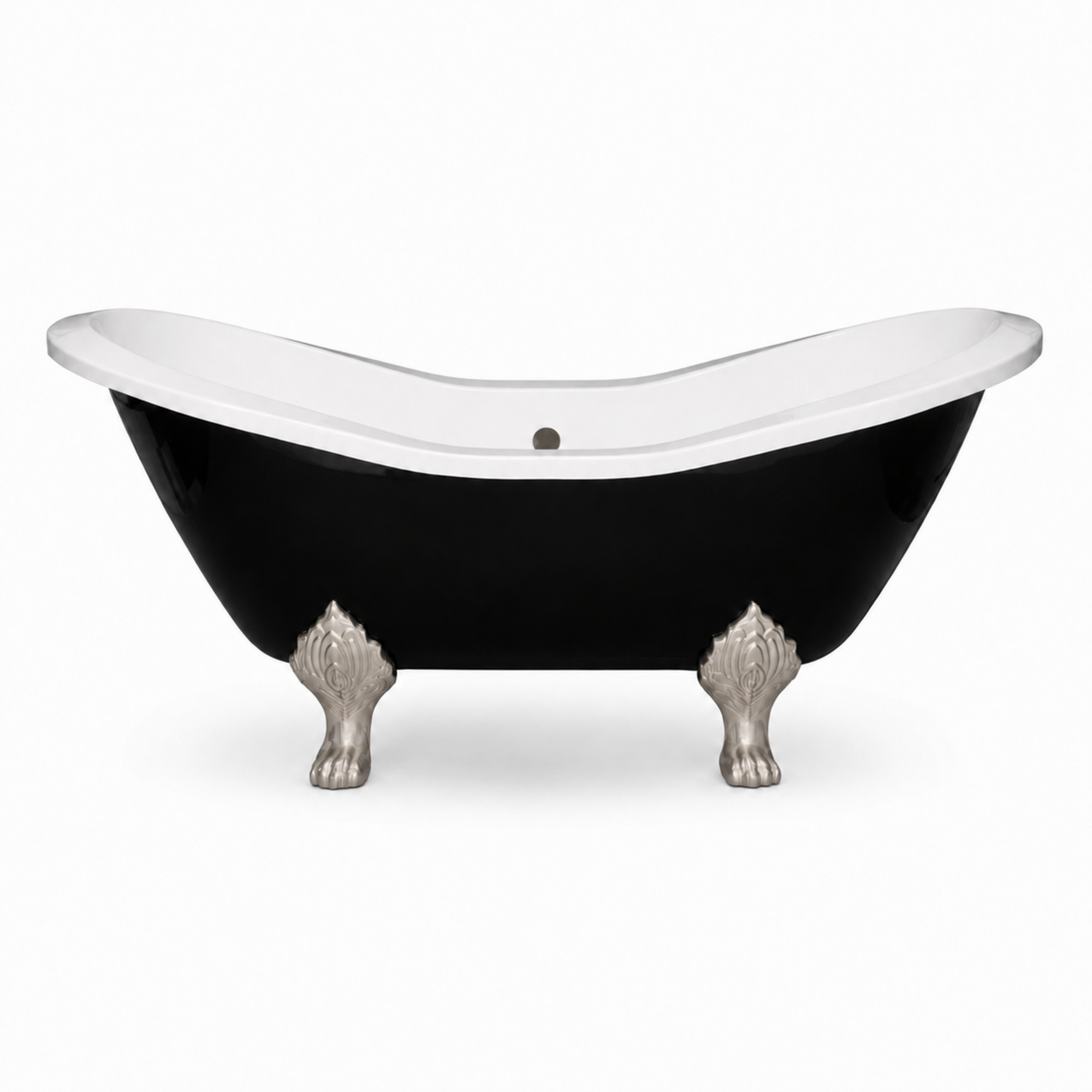 Summit Black & White 6' Slipper Clawfoot Tub P1160 | Strom Living Matte Nickel - Bathtubs