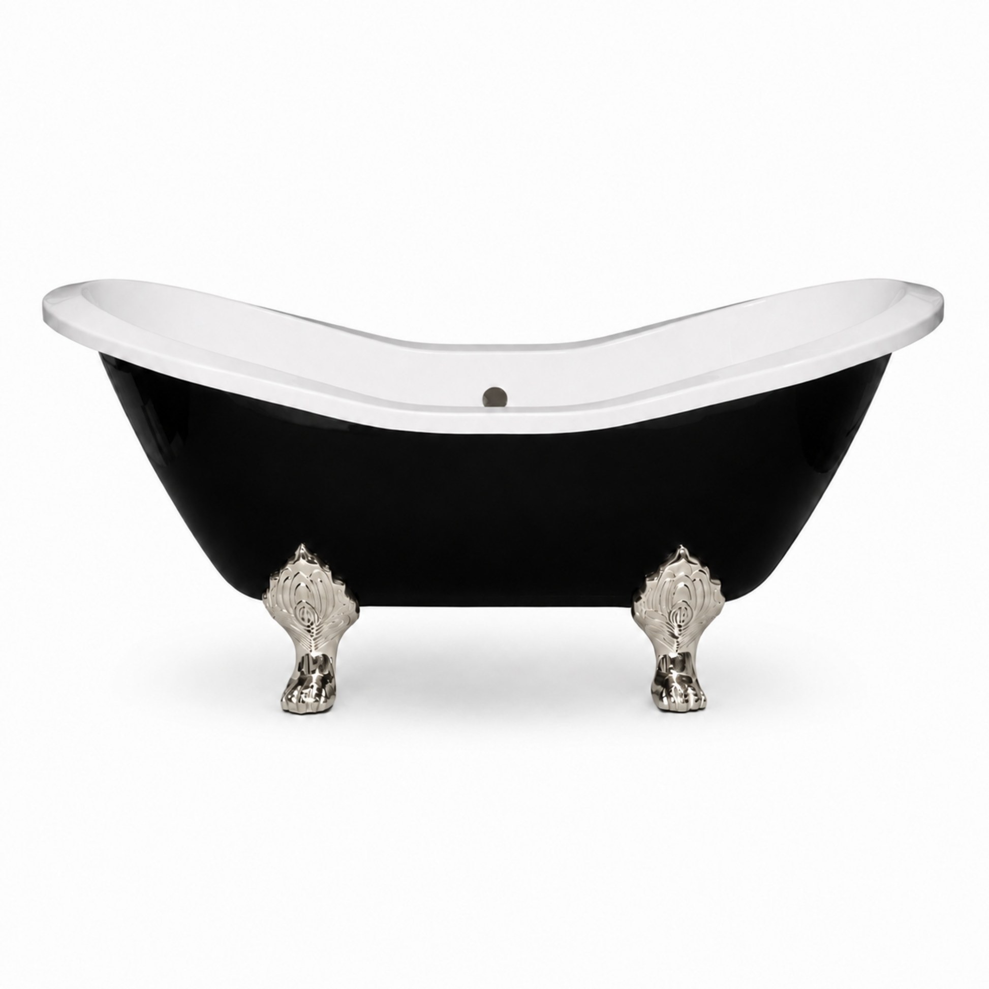 Summit Black & White 6' Slipper Clawfoot Tub P1160 | Strom Living Polished Nickel - Bathtubs