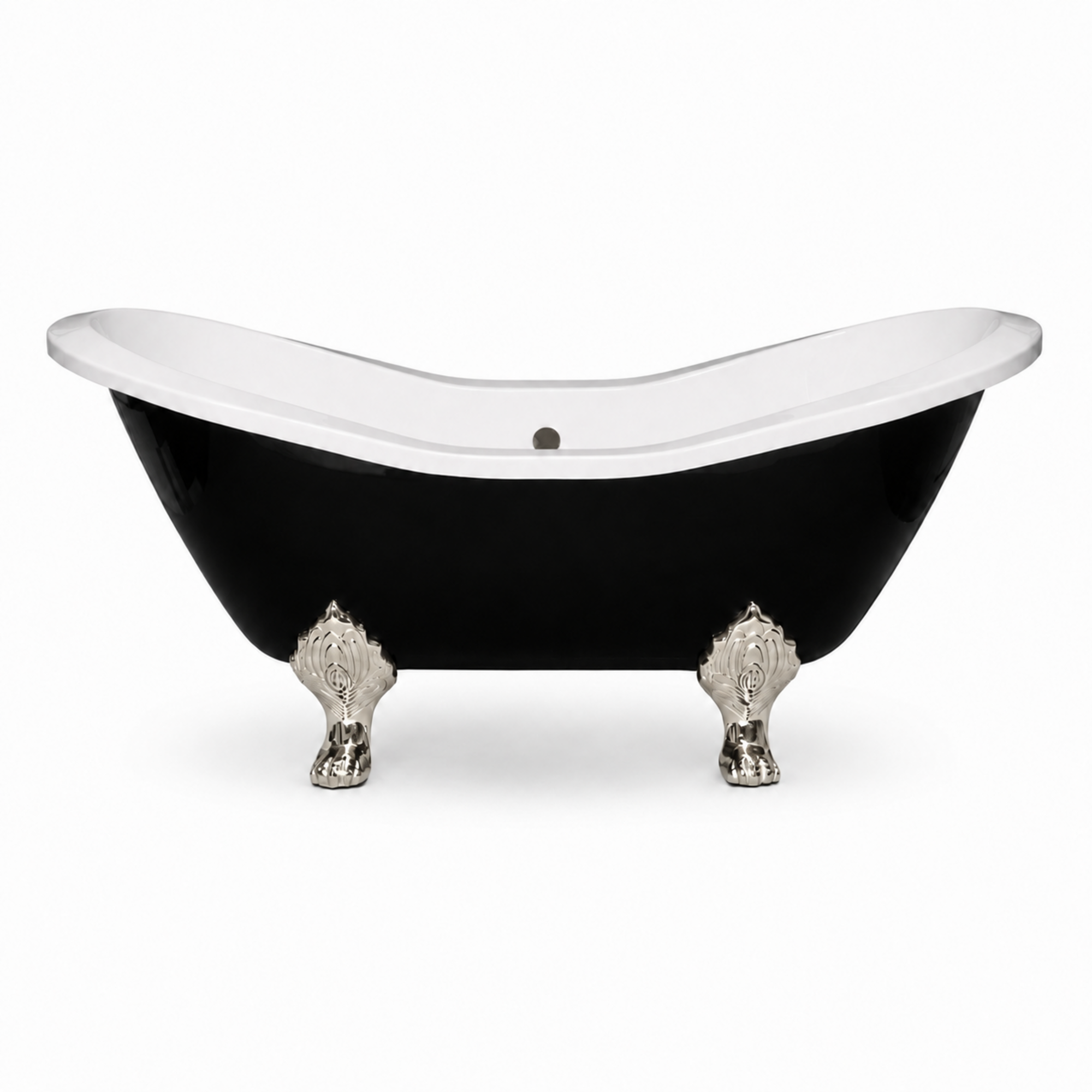 Summit Black & White 6' Slipper Clawfoot Tub P1160 | Strom Living Polished Nickel - Bathtubs