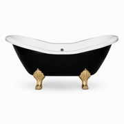 Summit Black & White 6' Slipper Clawfoot Tub P1160 | Strom Living Supercoat Brass - Bathtubs