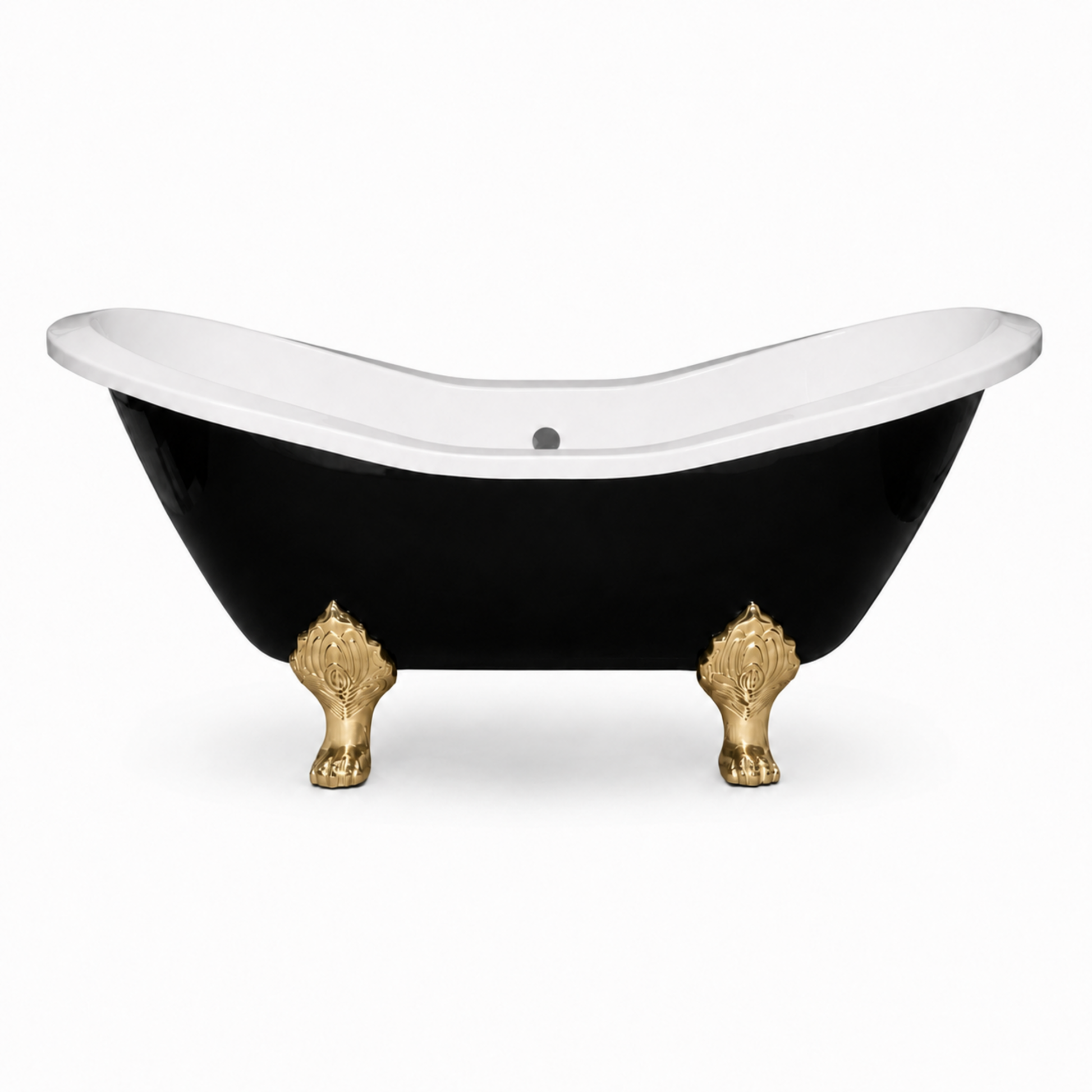 Summit Black & White 6' Slipper Clawfoot Tub P1160 | Strom Living Supercoat Brass - Bathtubs
